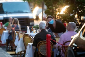 Server on Patio with Mask